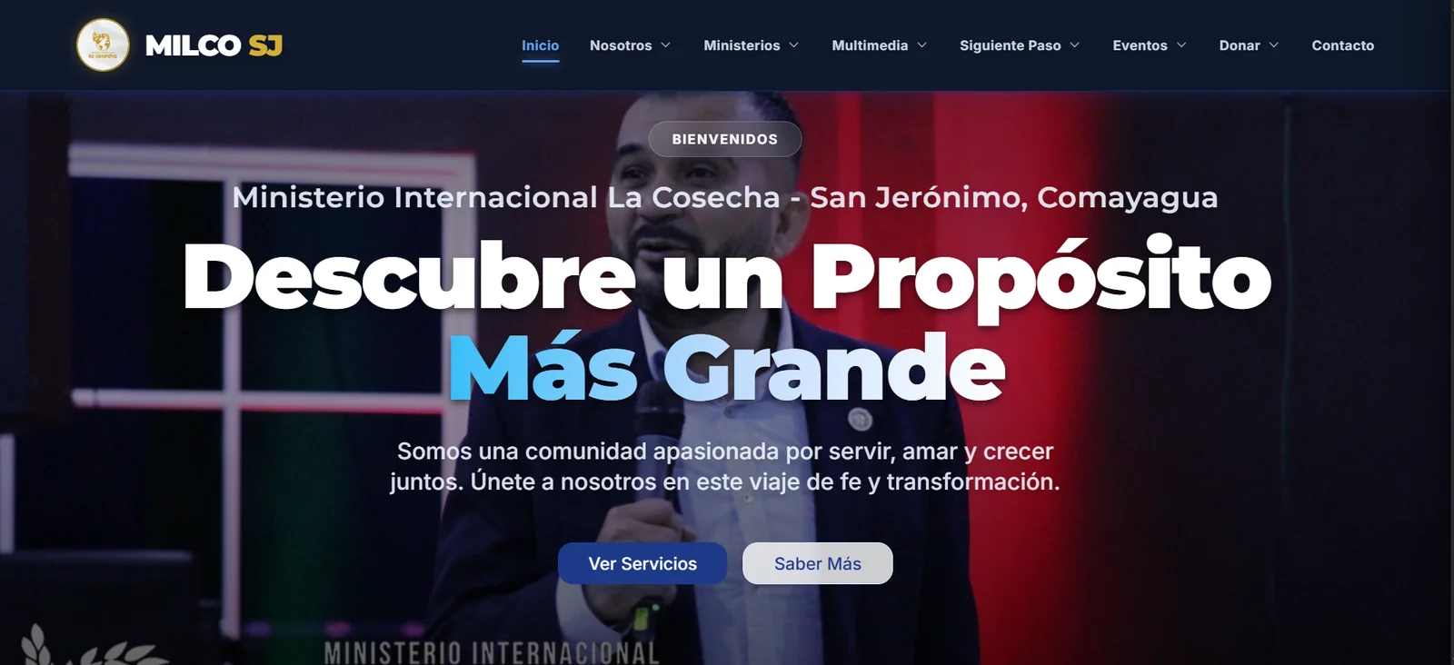 Ministerio Milco SJ: Portal Comunitario & Gestión de Voluntariado - Página Principal & Transmisiones